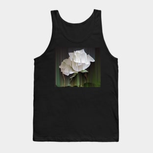 Glitched White Rose Tank Top